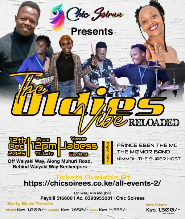 Poster for The Oldies Vibe Reloaded event by Chic Soiree at Jabess Gardens Nairobi on 12th December 2025.